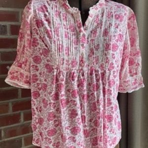 Lucky Brand pink floral short sleeve top